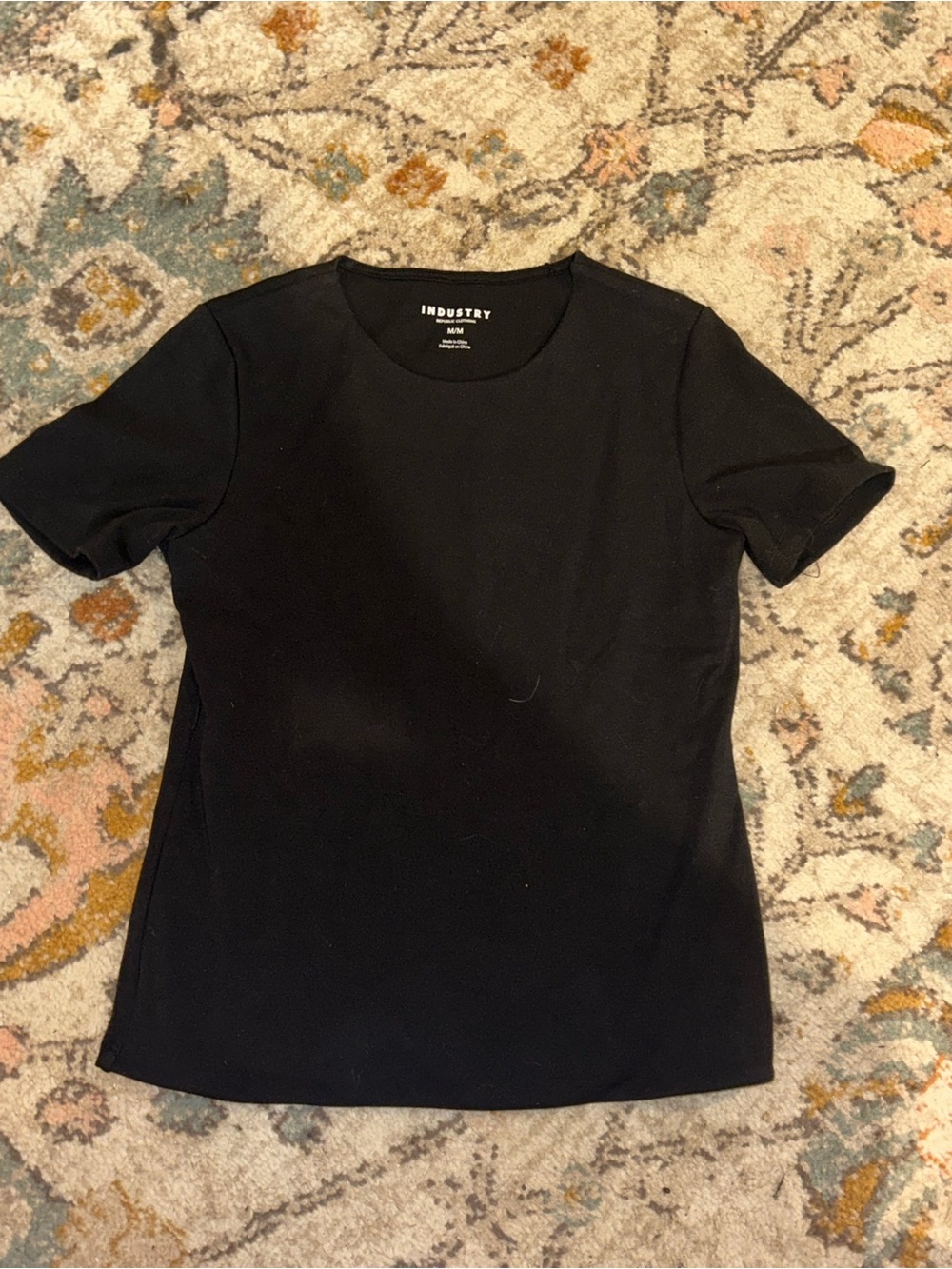 Industry Black Crewneck Short Sleeve Women's Top Size Medium